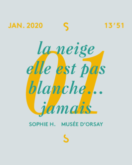 Visuel d'annonce d'épisode du podcast Sens de la visite, avec Sophie H. du Musée d'Orsay, identité visuelle Jean-Charles Abrial