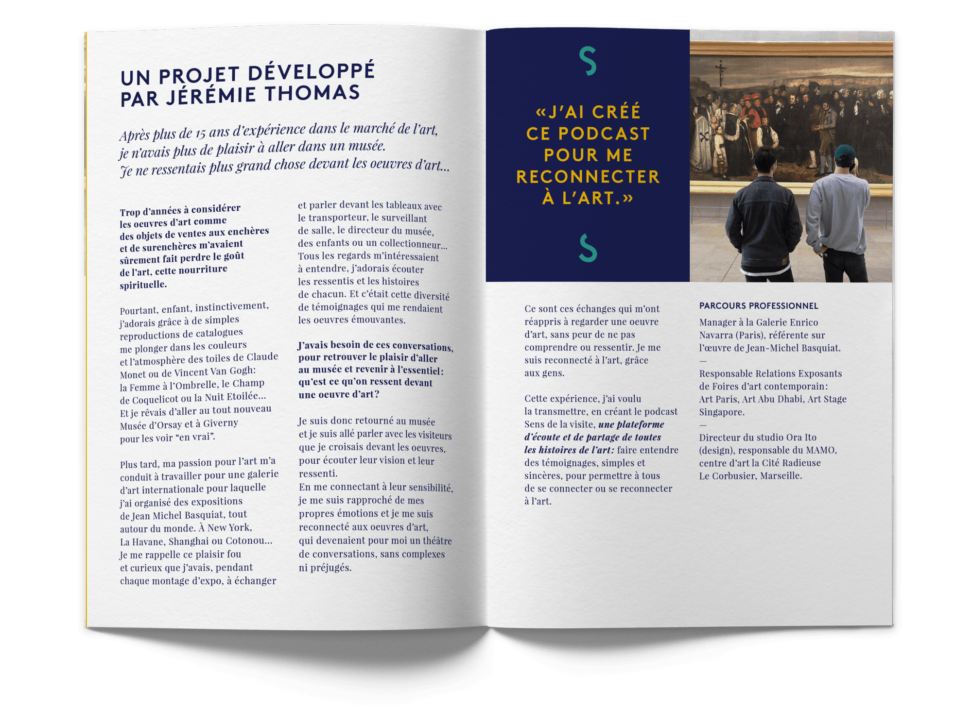 dossier de presse du podcast Sens de la visite de Jérémie Thomas, identité graphique par Jean-charles Abrial