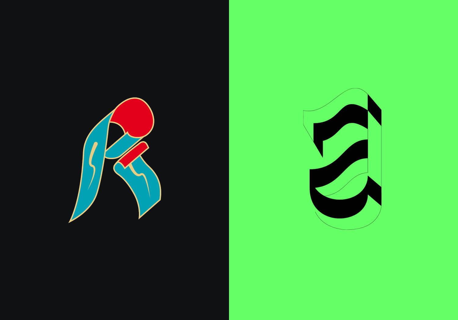 lettre R et E dessinées pour cops and laws, le blog de typographie expressive, par jean-charles abrial 