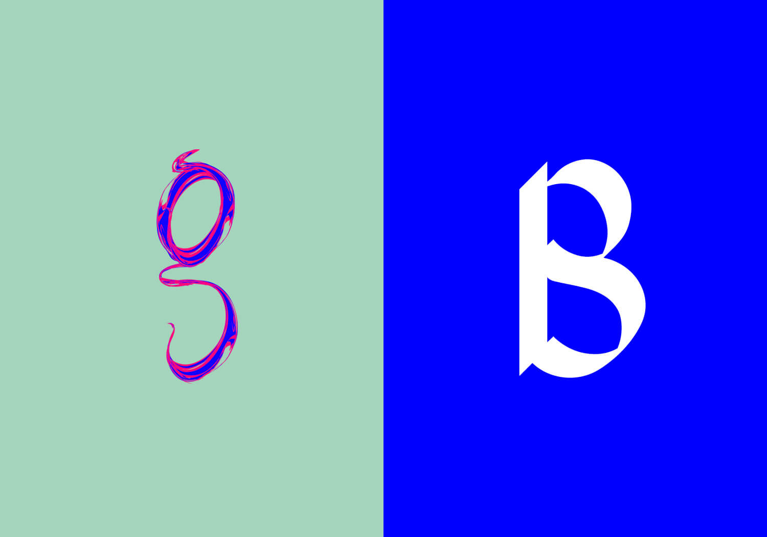 dessin de lettre pour le G et le B sur fond de couleur, design Jean-charles abrial 