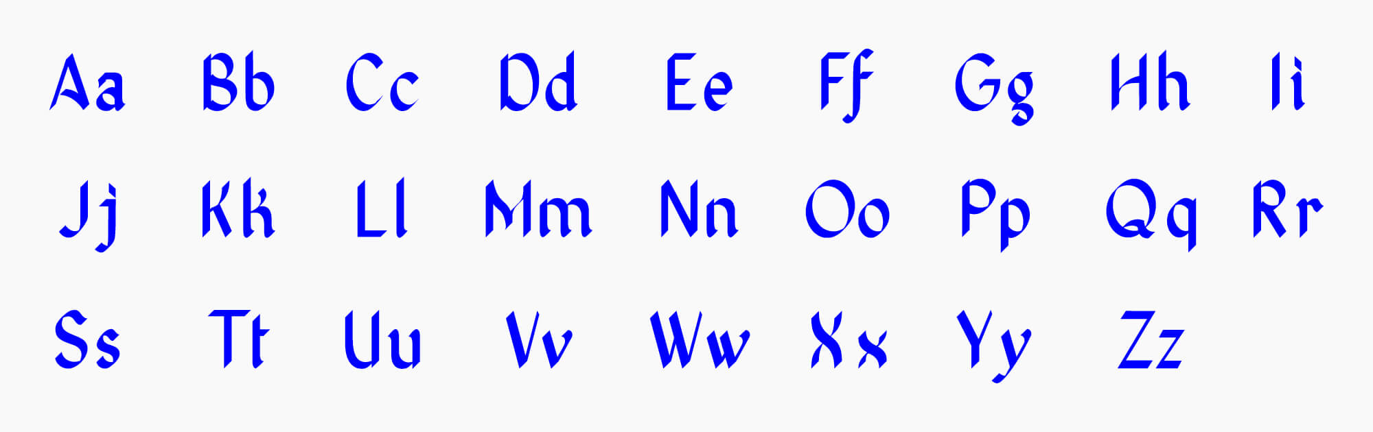 l'ensemble de l'alphabet de la typographie Yonne 