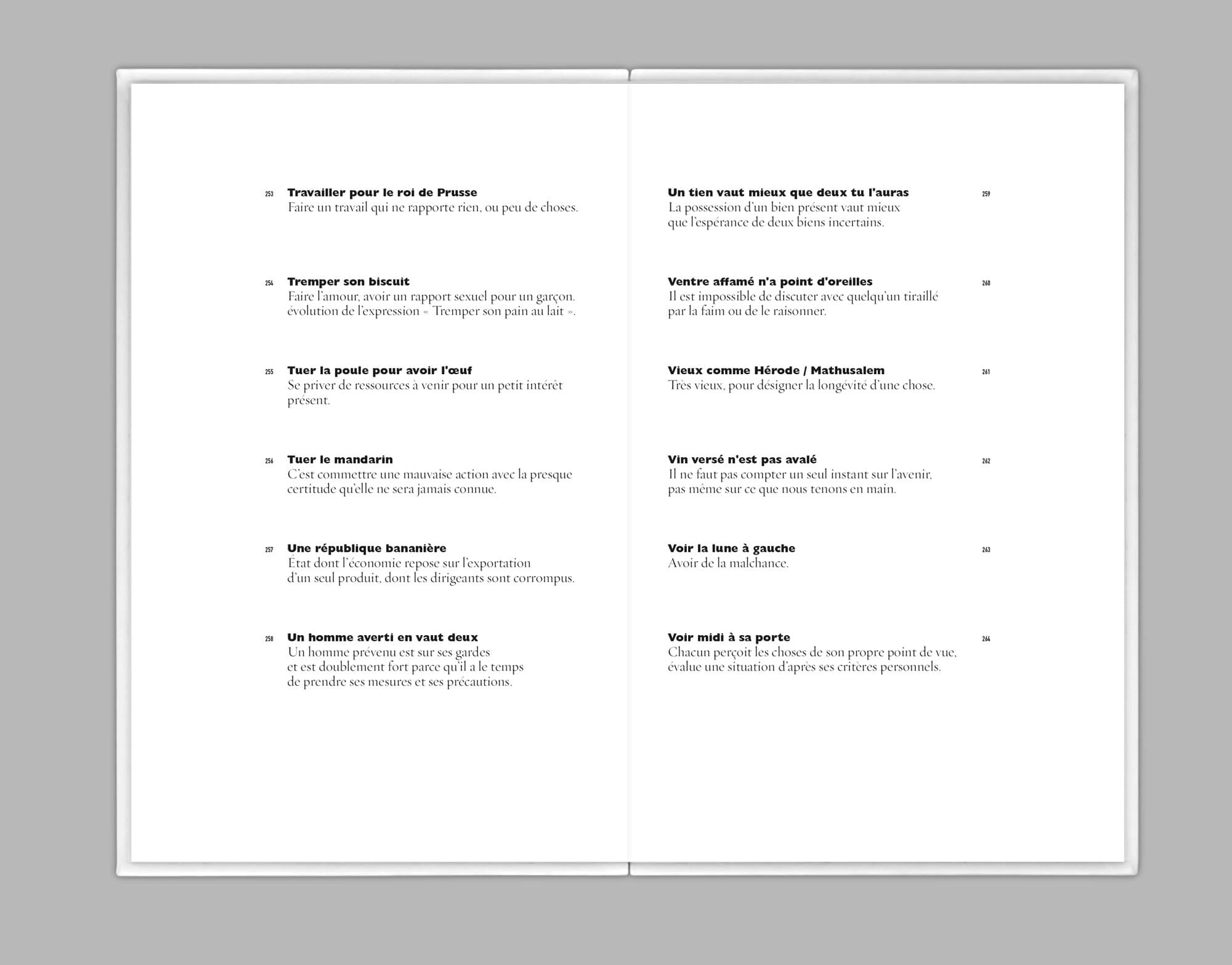Une double page du livre d'expressions francaise, maquette graphique et mise en page Jean-charles Abrial