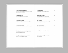 Une mise en page simple et très lisible pour un livre d'expressions populaires francaises, graphisme Jean-charles Abrial 