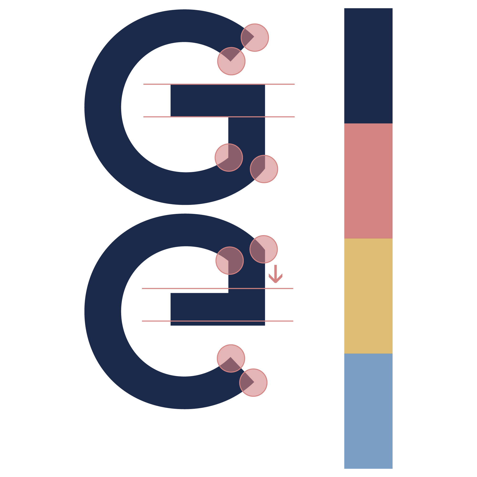 Extrait de la charte graphique de l'identité visuelle coloré pour la galerie d'art gabriel eid, design jean-charles abrial