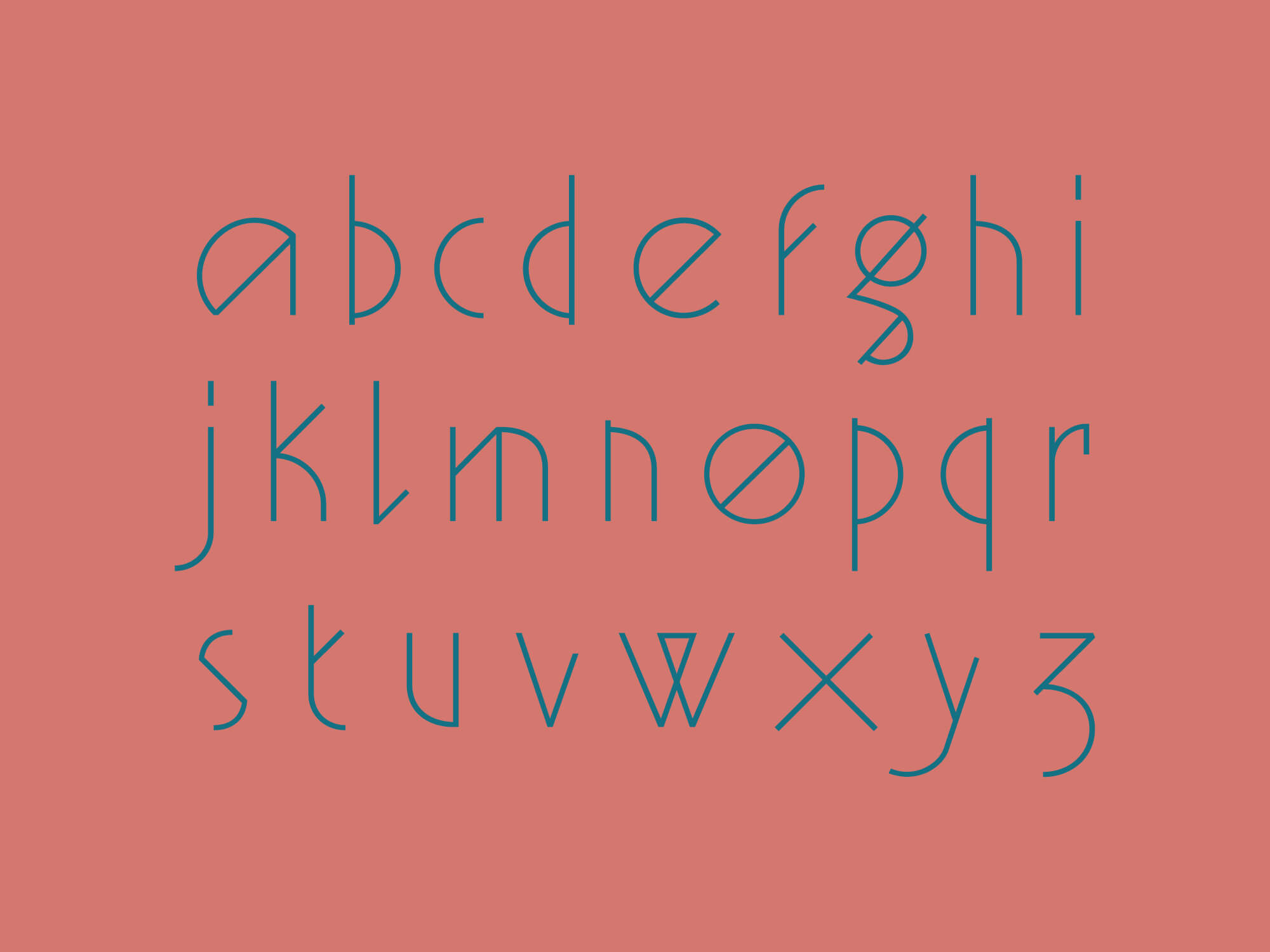 Alphabet light de la typographie géométrique Ortaki, font design jean-charles abrial et cyril barrier