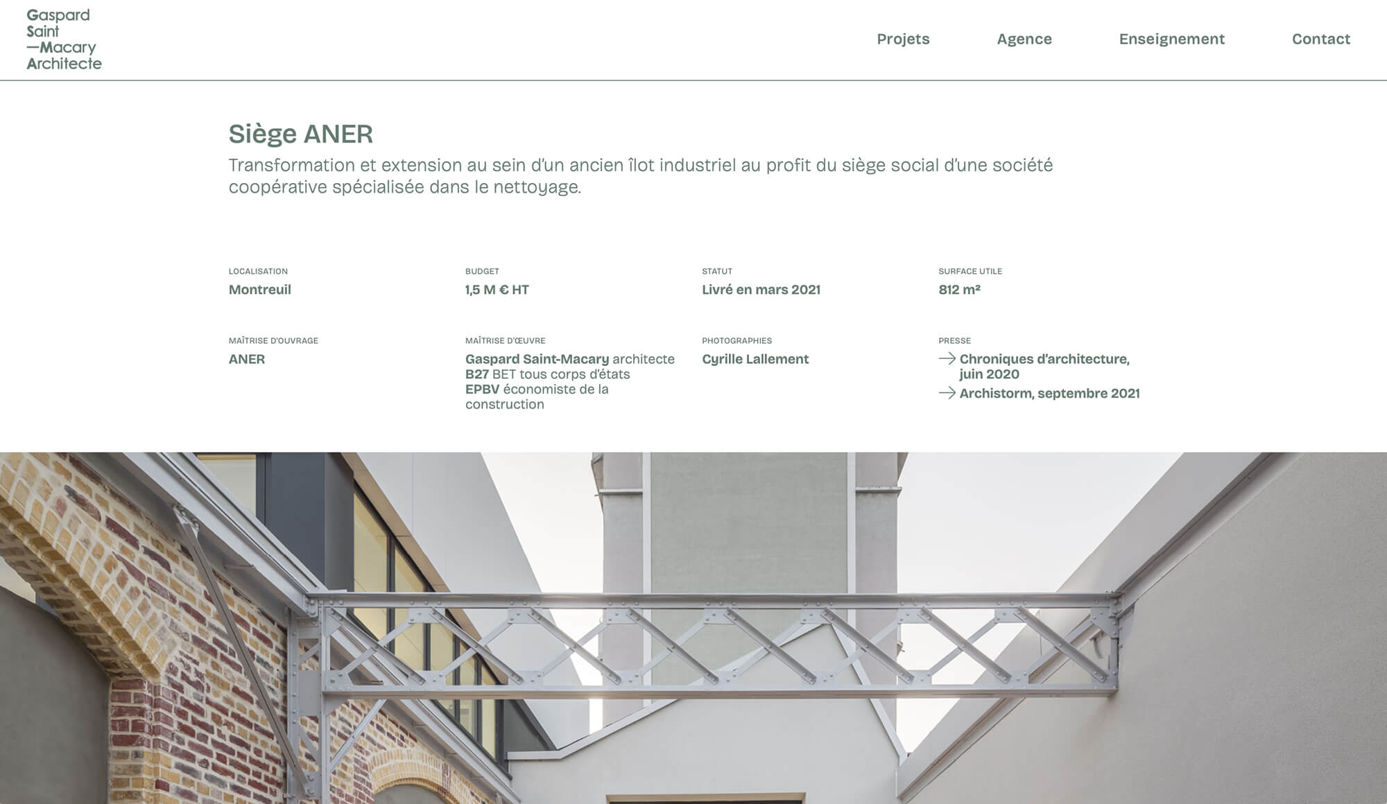 Pour l'agence d'architecture GSMA, chaque projet commence par les caractetstiques du projet, design web Jean-charles Abrial