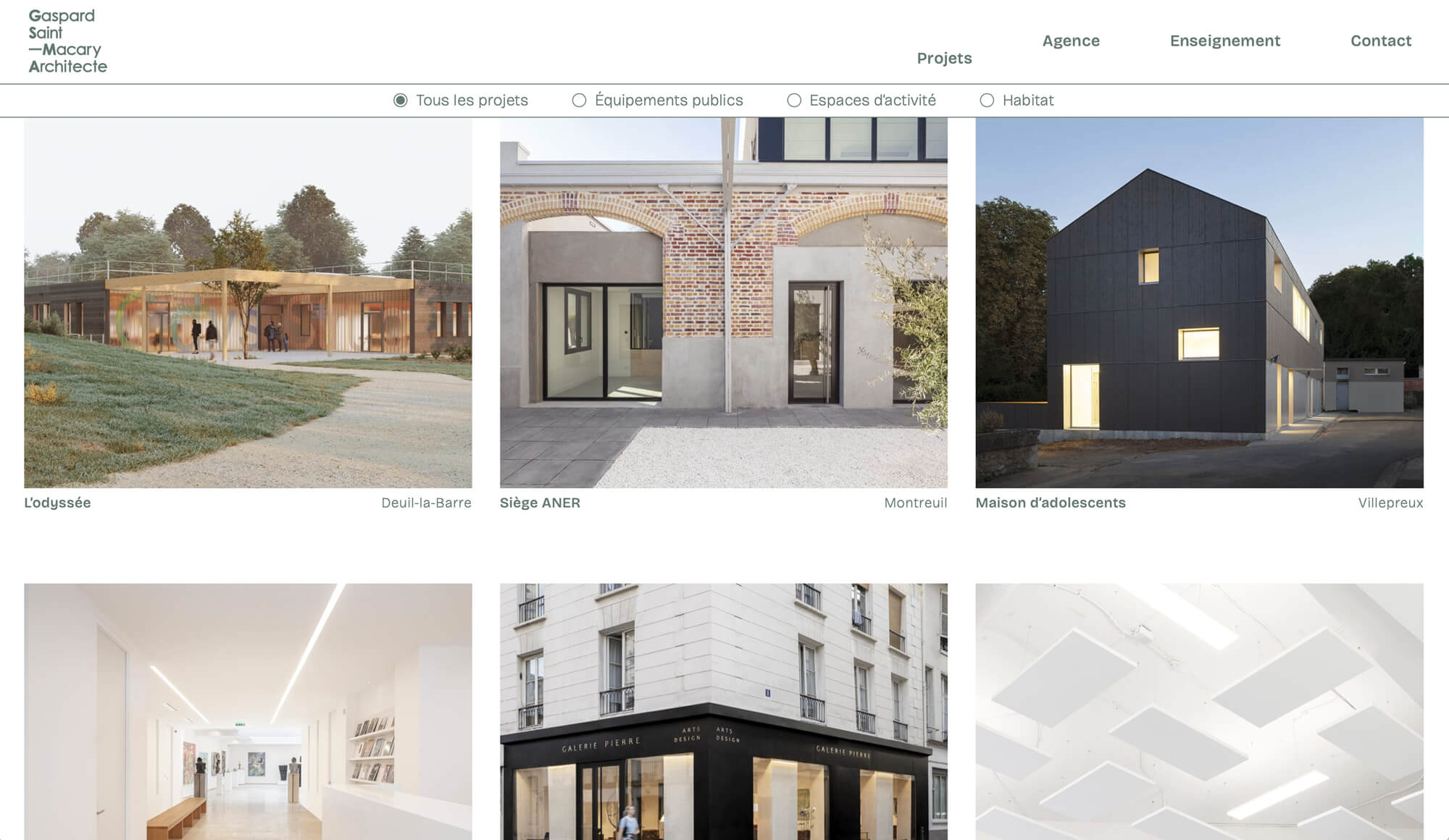 La page projet du site web de l'architecte Gaspard Saint Macary, design web Jean-charles Abrial 