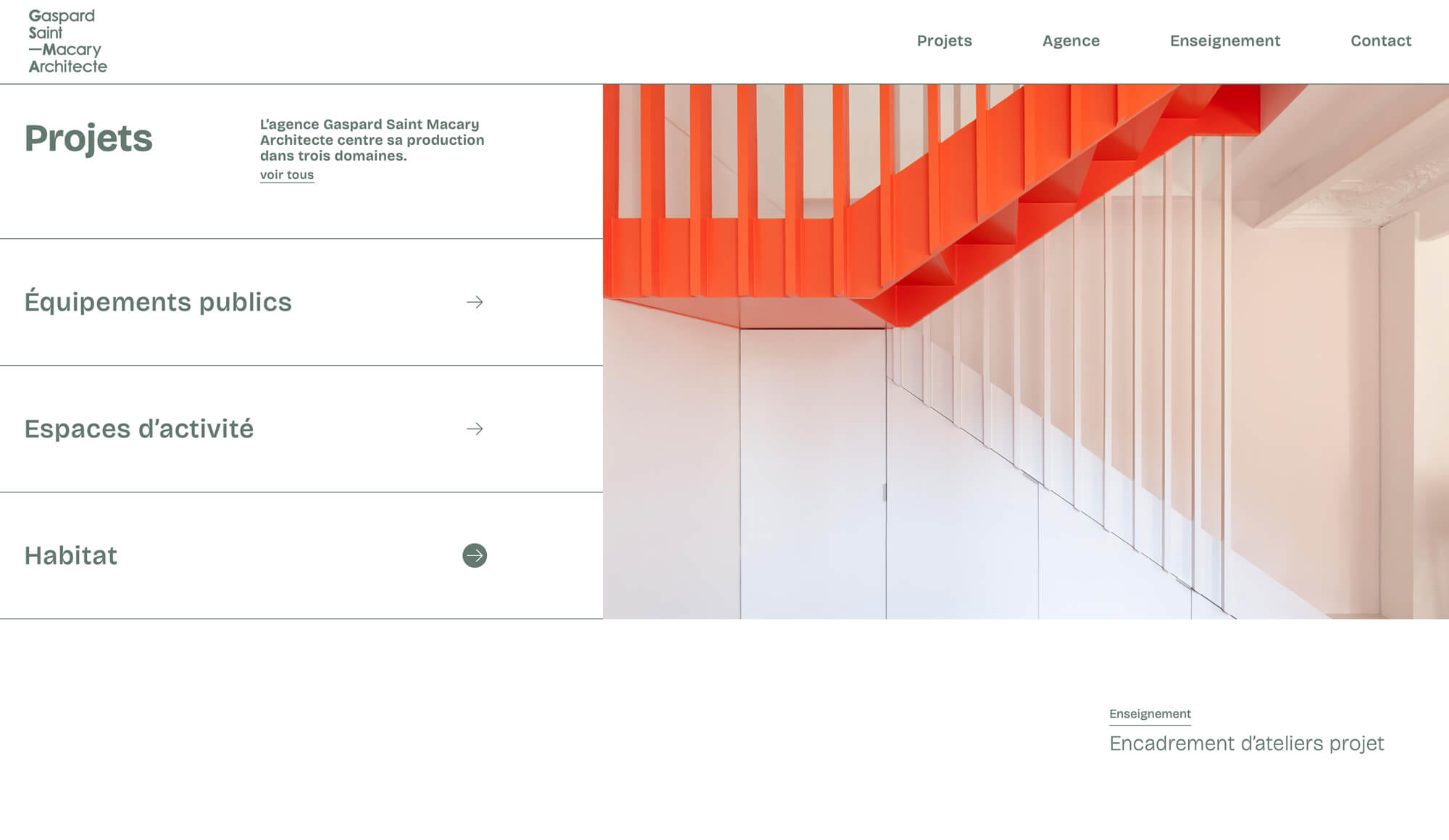 Un diaporama de projet sur la home du site de l'architecte Gasaprd Saint Macary, design web et identité visuelle Jean-charles Abrial