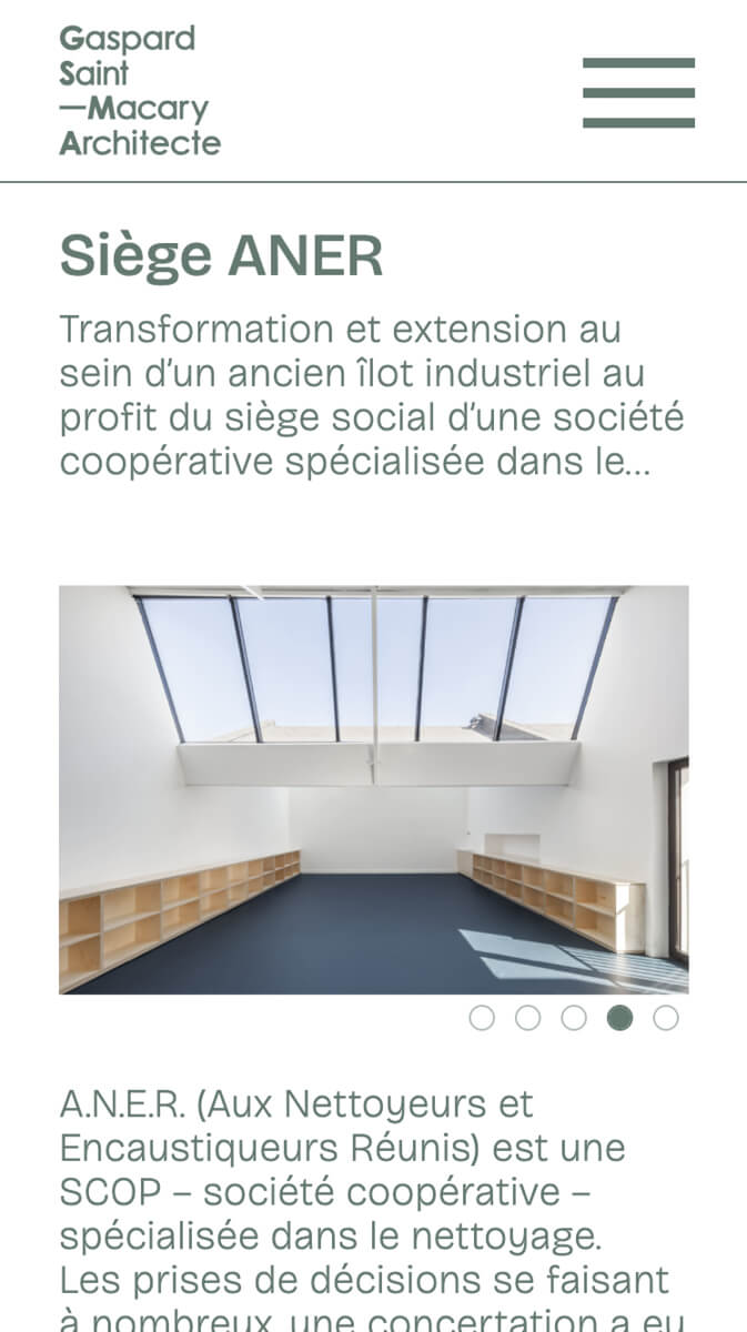 La page projet commence toujours avec un diaporama, design jean-charles abrial