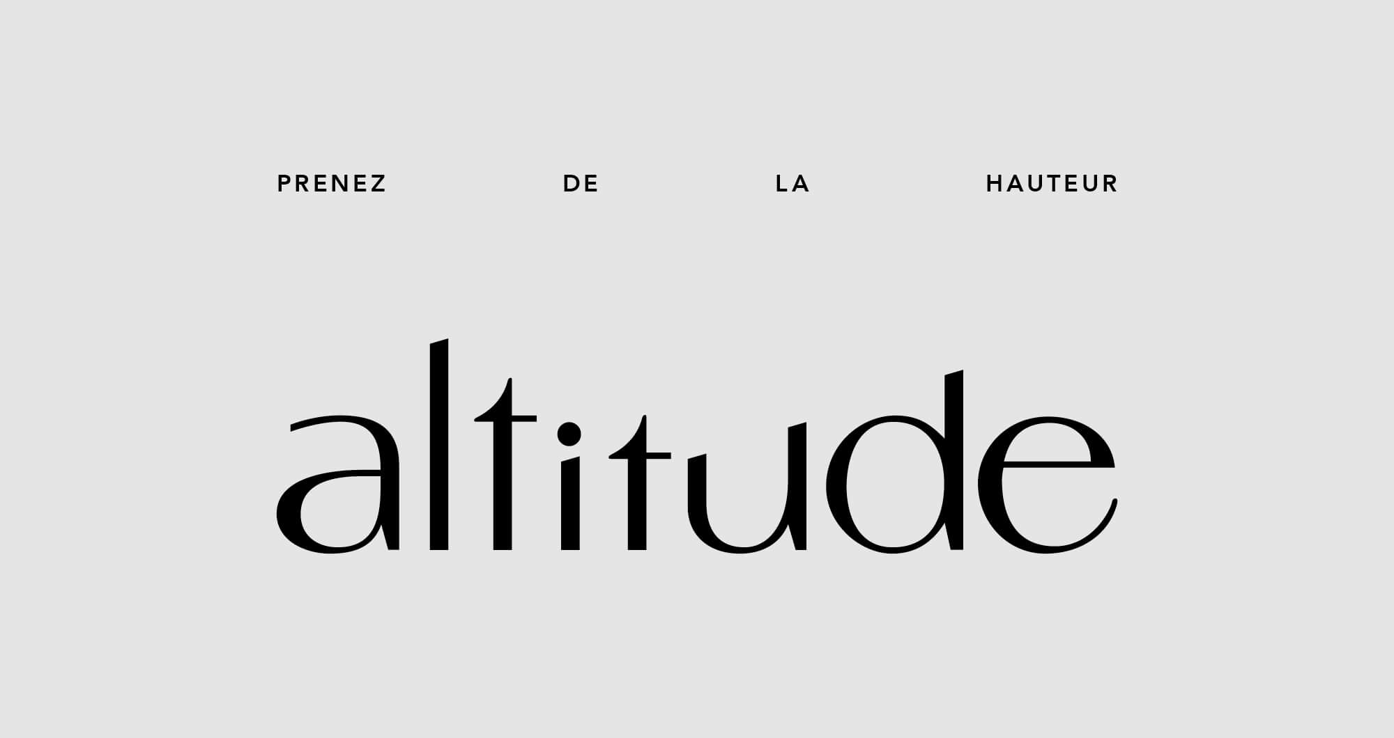 Le logo Altitude et sa signature, agence de relations presse spécialisée dans l’économie locale, sociale et solidaire, graphisme et identité visuelle Jean-charles Abrial