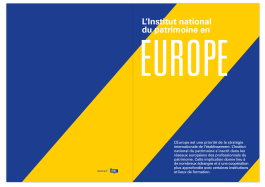 Couverture de la double fiche imprimé valorisant les actions de l'institut national du patrimoine, Inp, en Europe, graphisme Jean-charles Abrial