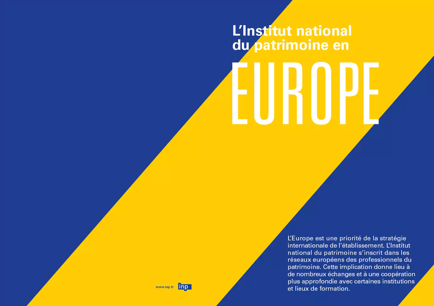 Le création graphique de la fiche Europe pour l'Institut national du patrimoine, mise en page et motif coloré, design Jean-charles abrial 