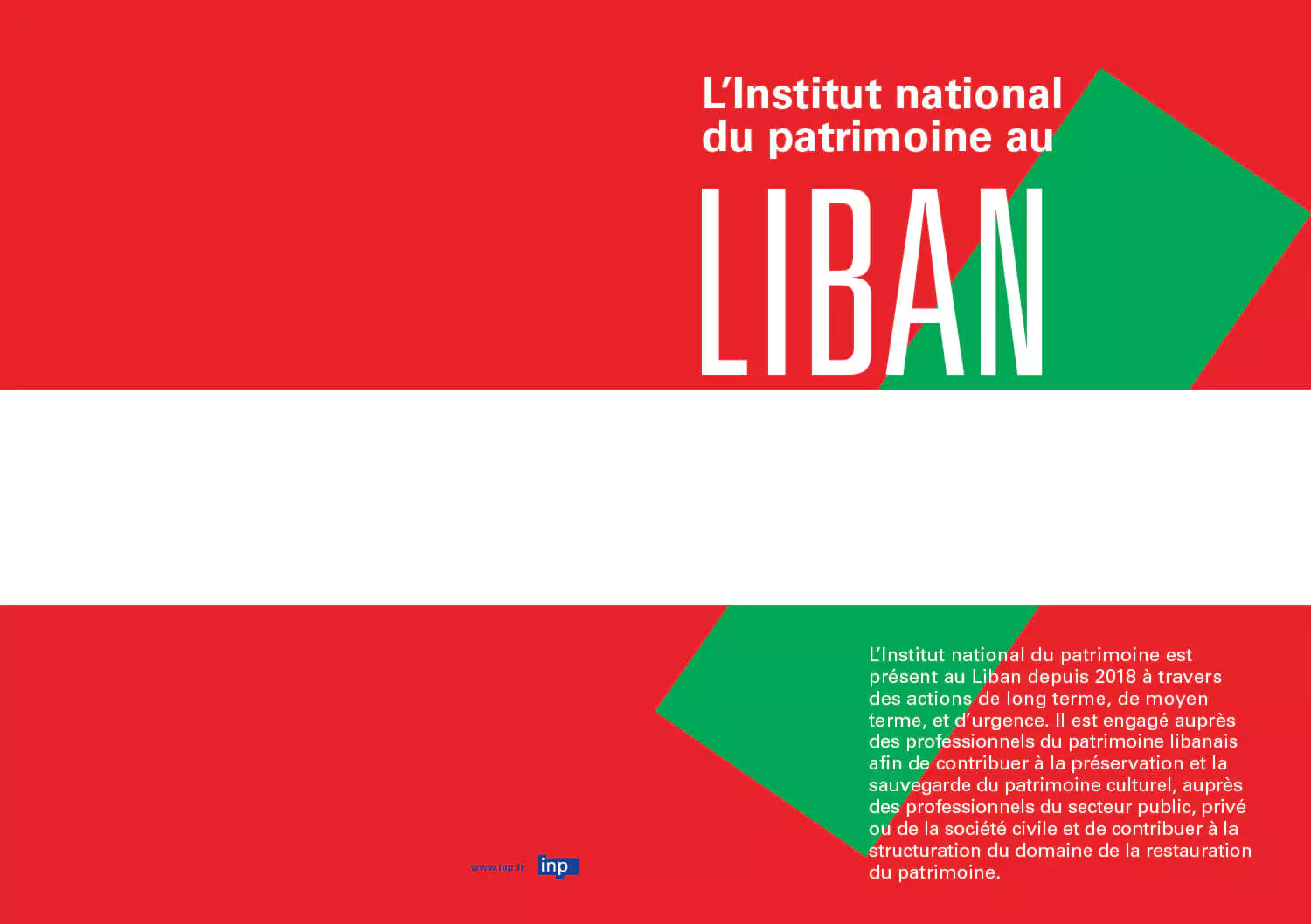 Création visuelle de la fiche Liban pour les actions de l'Institut national du patrimoine, mise en page et motif graphique, design Jean-charles abrial 