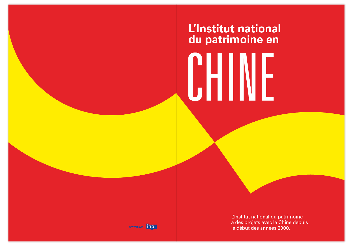 Couverture de la double fiche print valorisant les action de l'institut national du patrimoine en chine, design graphique et édition Jean-charles Abrial
