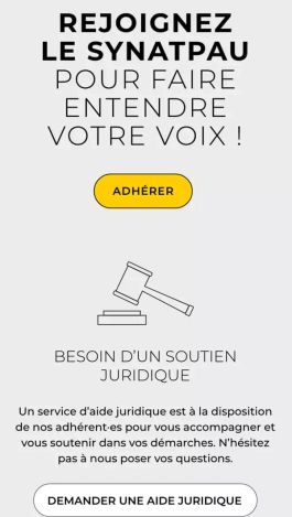 Version mobile du site web du Synatpau, formulaire de contact aec pictogramme sur-mesure, design web jean-charles abrial 