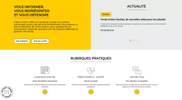 Home page du site internet du Synatpau, syndicat national des professions d'architecture et d'urbanisme montrant les rubriques pratique, design web jean-charles abrial 