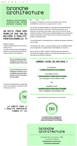 Le template de la campagne e-mailing pour la branche architecture, graphiste Jean-charles Abrial 