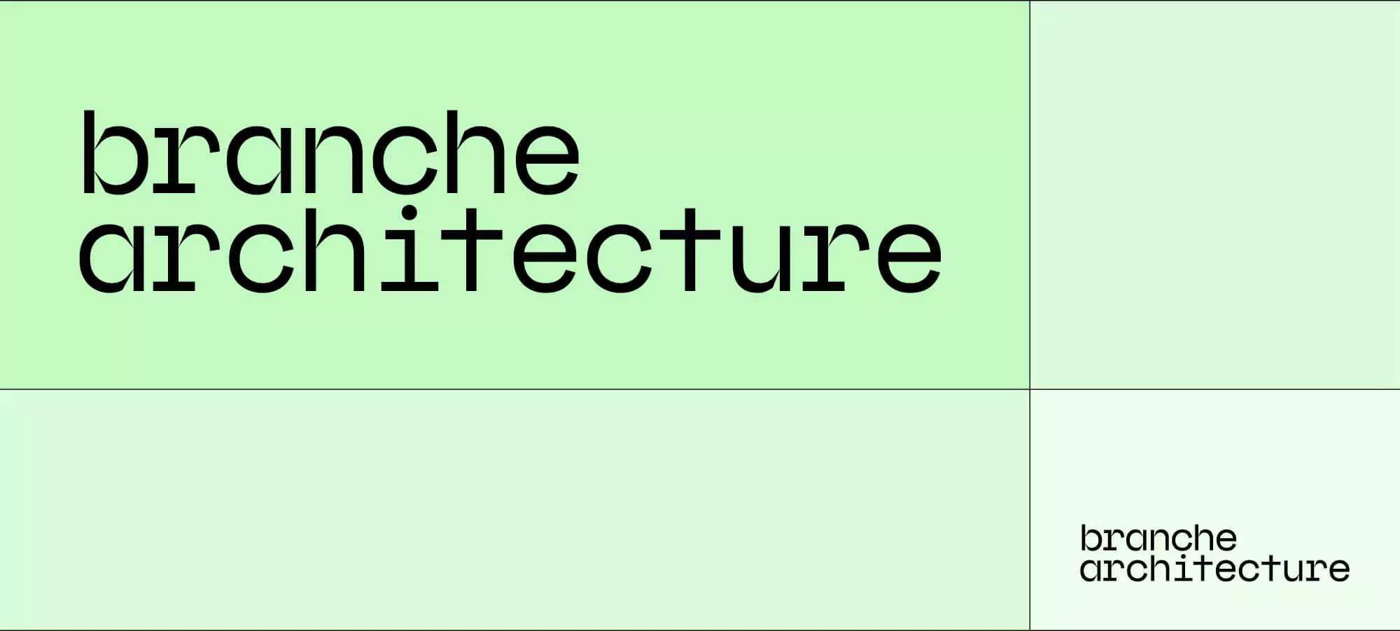 Logo et principe graphique de branche architecture pour l'identité visuelle de l'APGBA, typographie sur-mesure et couleur verte, graphiste Jean-charles Abrial