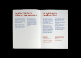 Page du livret de formation 2026 de l'Institut National du Patrimoine, design Jean-Charles Abrial