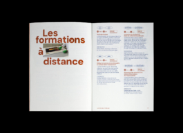 La section Formations à distance du livret de l'Inp, institut national du patrimoine, graphisme et mise en page Jean-Charles Abrial