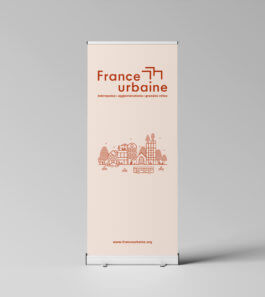 Kakemono France urbaine avec logo, illustration urbaine et signature métropoles, agglomérations, grandes villes, design Jean-Charles Abrial