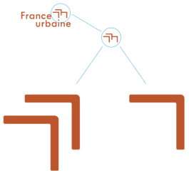 Construction du symbole du logo France urbaine, monogramme architectural, design Jean-Charles Abrial