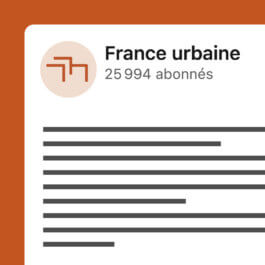 Maquette de la page LinkedIn de France urbaine avec le logo en photo de profil, identité visuelle Jean-Charles Abrial