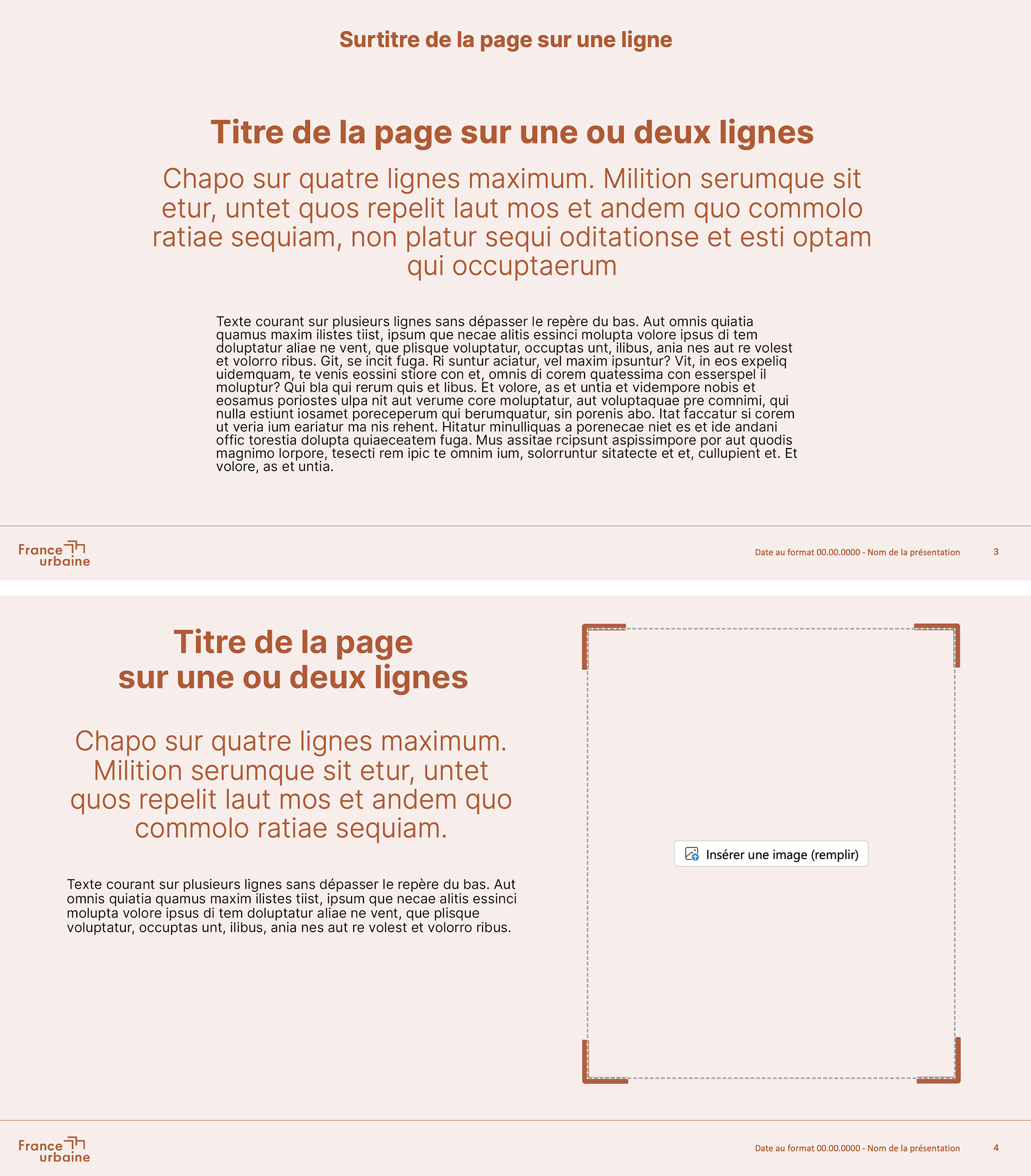 Diapositive 3 du gabarit PowerPoint France urbaine avec titre et texte courant, design Jean-Charles Abrial